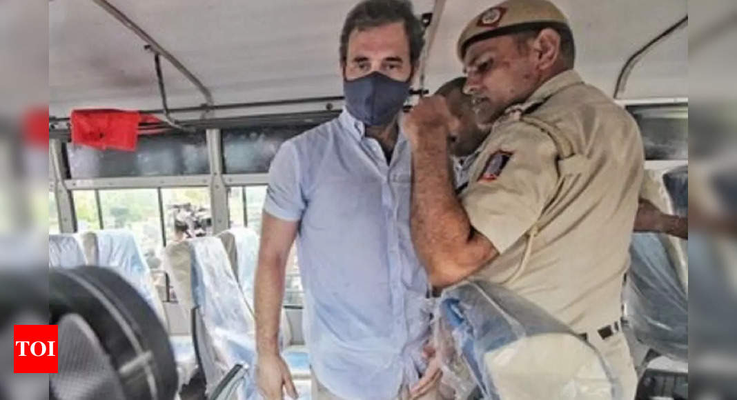  Rahul Gandhi detained during Congress protest against Sonia Gandhi's ED questioning | India News - Times of India