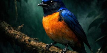 Niltava in the Oak Tree